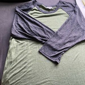 LuLaRoe Heather olive green Randy with grey sleeve